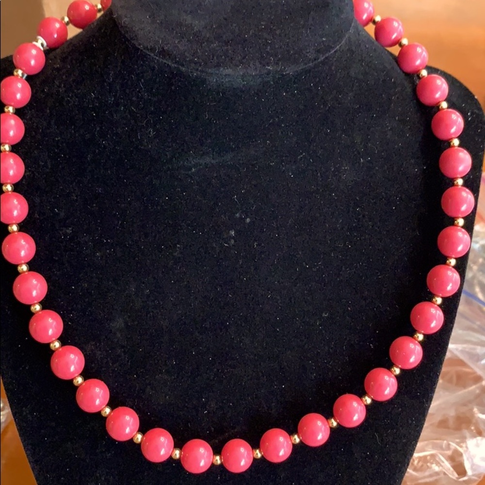Vtg. Monet pink bead necklace